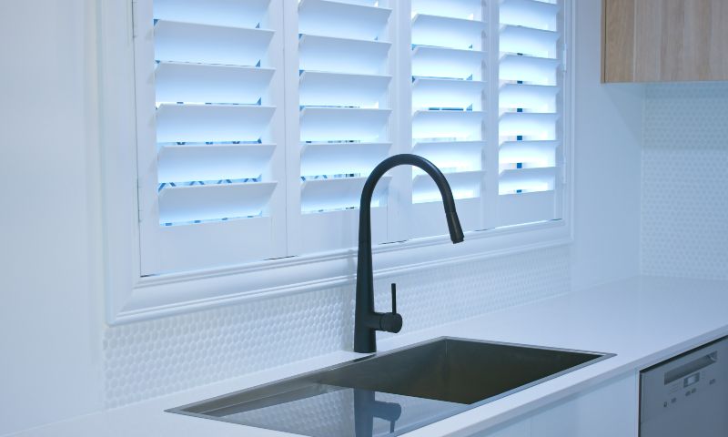 polycore shutters above sink in Scottsdale AZ and Boerne TX