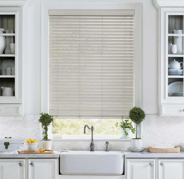 Wood blinds in kitchen at Blinds By Design in Scottsdale AZ and Boerne TX